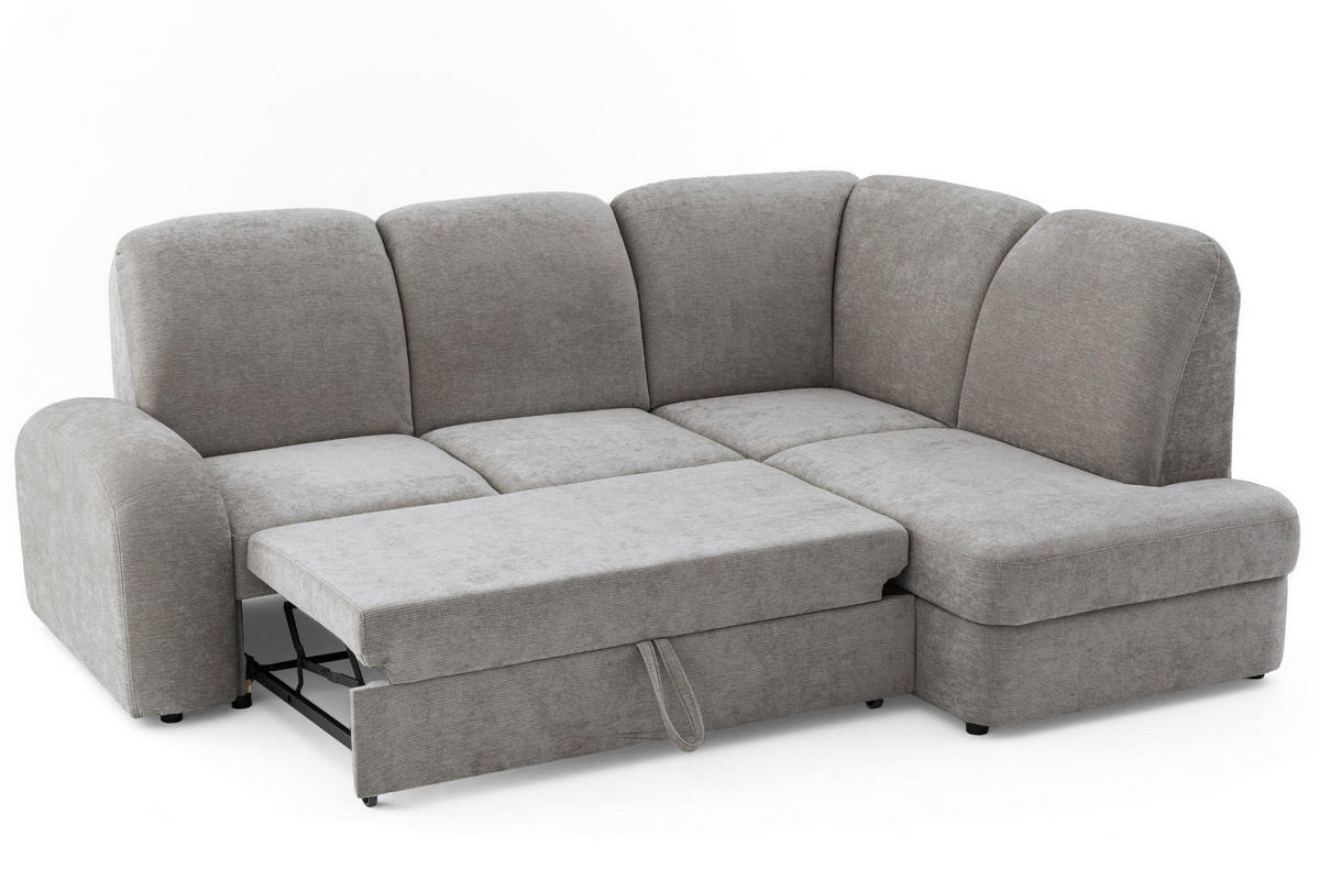 ECKSOFA VIBE L Rechts mit Schlaffunktion 129x205 Chenille Grau - Schwarz/Grau, Holz/Kunststoff (250/186cm) - Muffo
