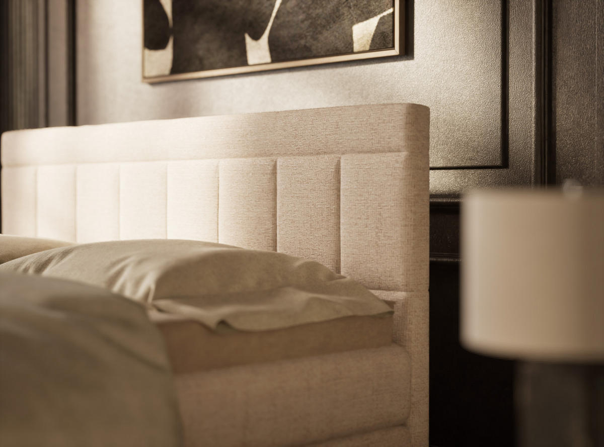 BOXSPRINGBETT Caya 140/200 cm, in Beige, Bettkasten, Matratze, Topper - Beige/Schwarz, Holz/Holzwerkstoff (140/200cm) - Maison de Reve