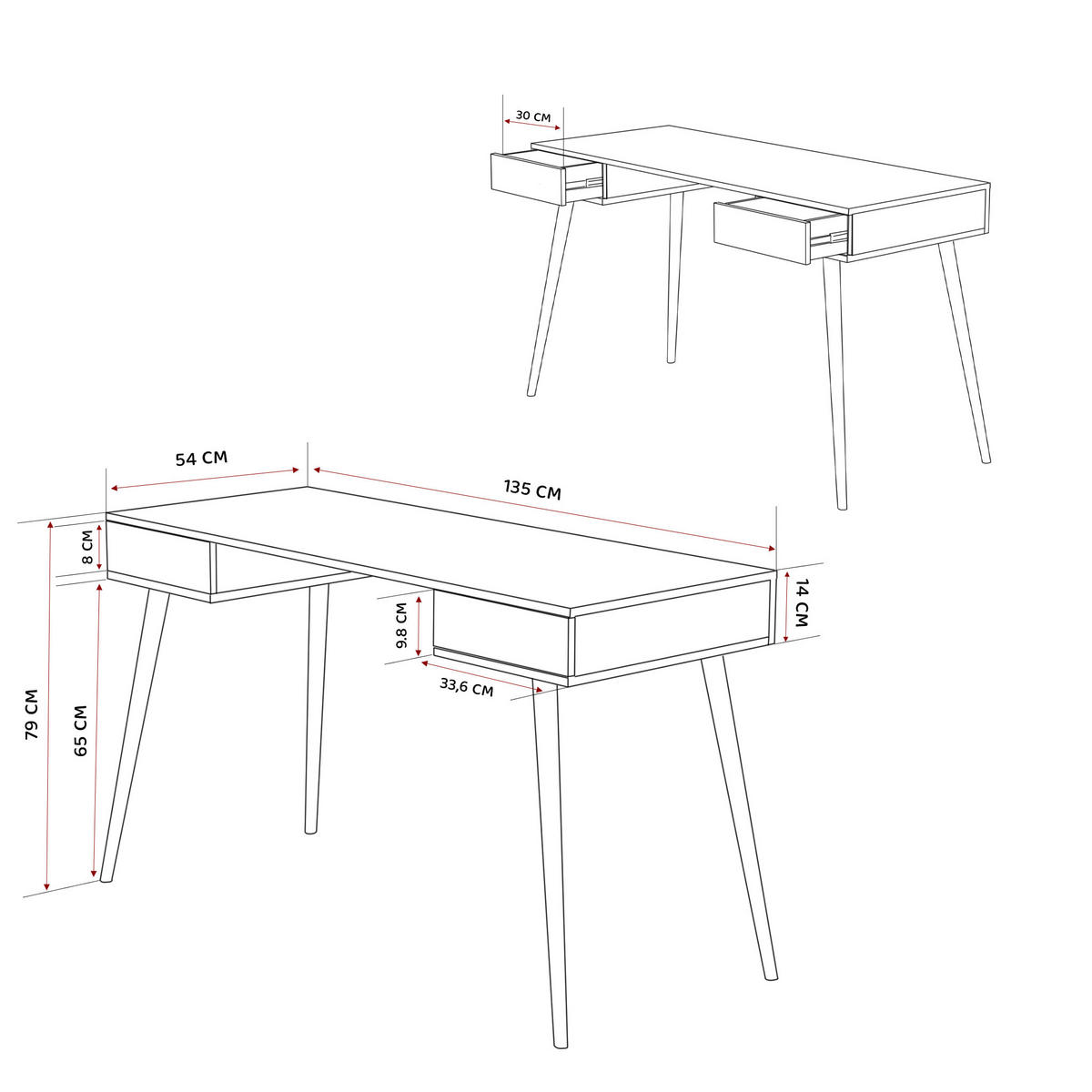 SCHREIBTISCH VALERIO 135/55/79 cm, Rosa - Rosa, Naturmaterialien/Holzwerkstoff (55/135/79cm) - Idohome