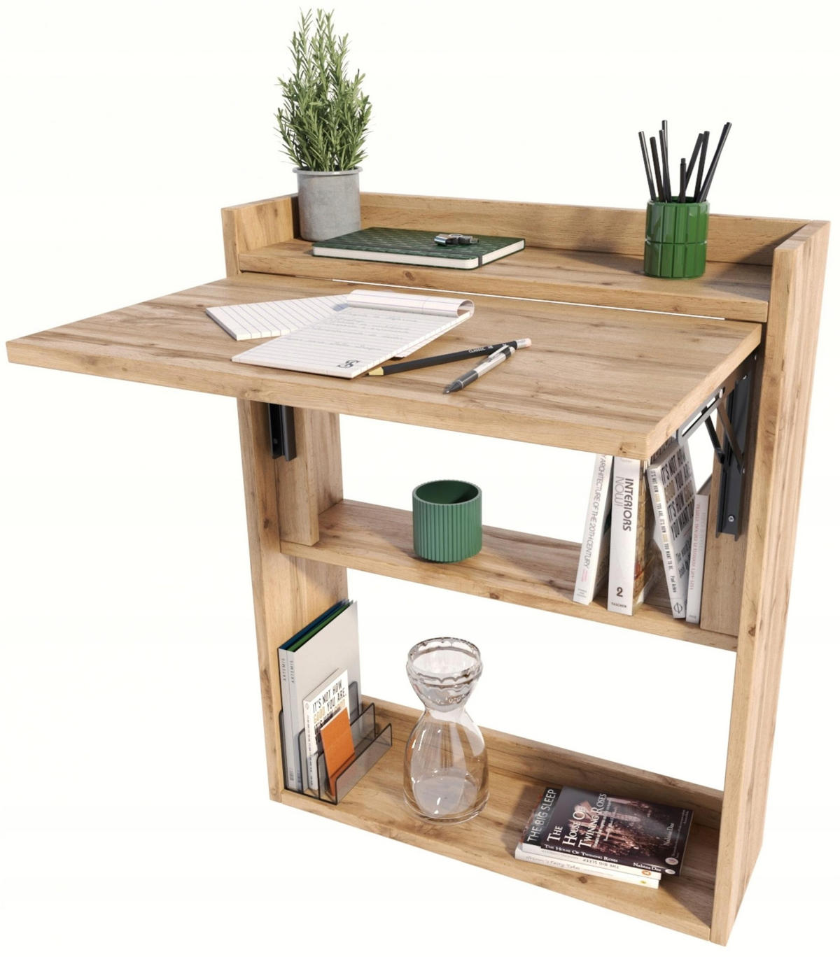 SCHREIBTISCH Klappbarer Wandregal Wotan Eiche 70/20/85 cm - Eiche Wotan, Holzwerkstoff (20/70/85cm) - Matkam Möbel