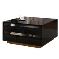 COUCHTISCH 70/70/38 cm in Schwarz mit LED-Beleuchtung und Stauraum - Schwarz, Holzwerkstoff (70/70/38cm) - Flora Grace