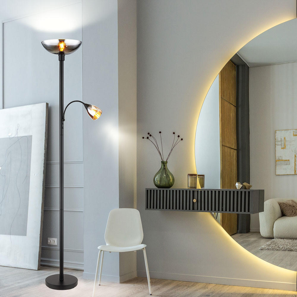 LED STEHLEUCHTE Blade Schwarz Metall Glas - Schwarz, Glas (30/30/178cm) - Globo Lighting