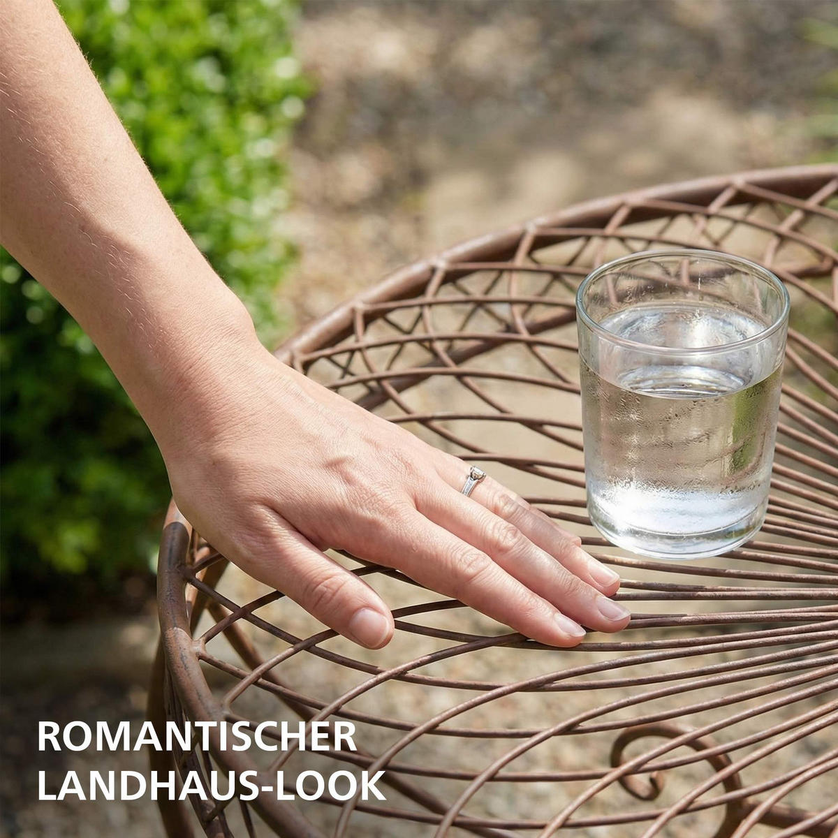 GARTENTISCH rund Ø90 cm Metall antik braun - Braun, Metall (90/90/69cm) - CLP