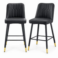 BARHOCKER 2er-Set 100 cm Schwarz mit Rückenlehne - Schwarz, Metall (45/100/42cm) - MIVRAY