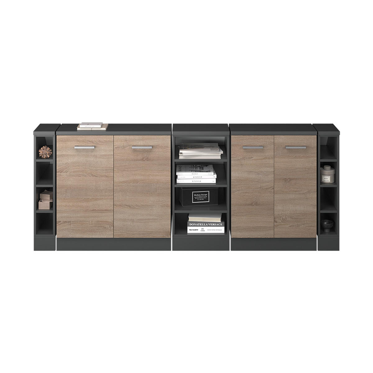 ŠATNÍKOVÁ ZOSTAVA PRE ŠIKMÉ STRECHY Rion Sonoma 210 cm Súprava 5 korpusov skrine hĺbka 60 cm - antracitová/dub sonoma, kompozitné drevo (210/83.8/60cm) - Vicco