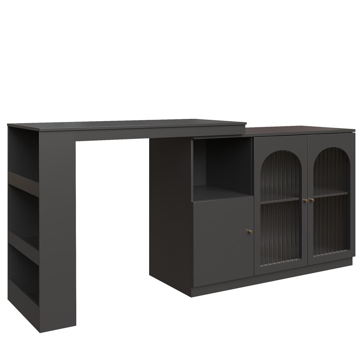 BARTISCH 120/40/97 cm Schwarz drehbar 360° mit Stauraum aus MDF - Schwarz, Holzwerkstoff (120/40/103cm) - OKWISH