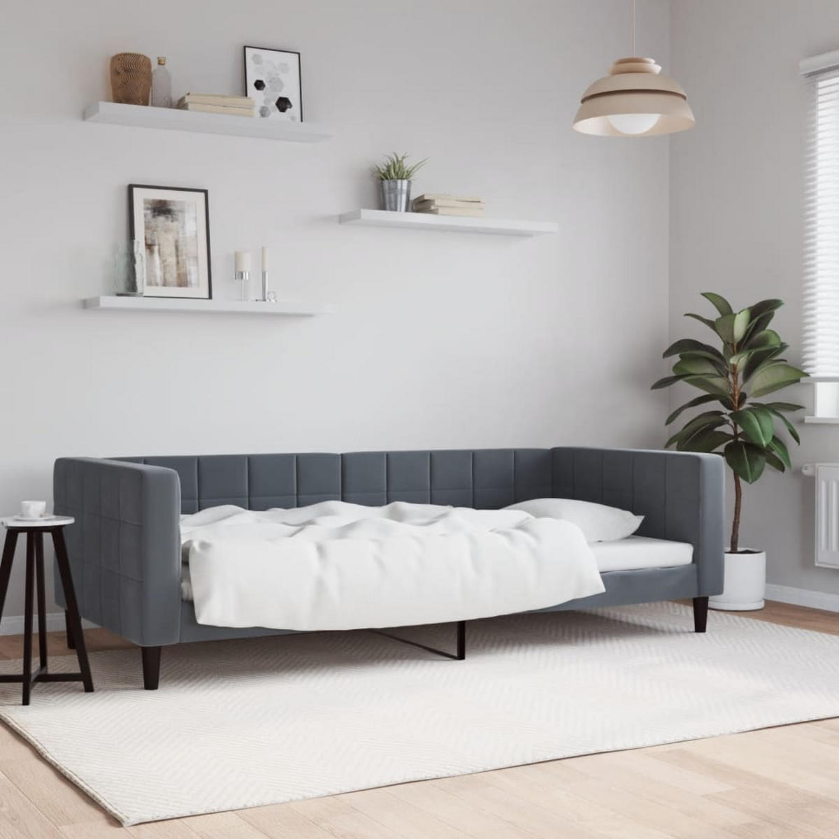 TAGESBETT Dunkelgrau 90/200 Cm Samt - Grau, Textil (90/200cm) - vidaXL