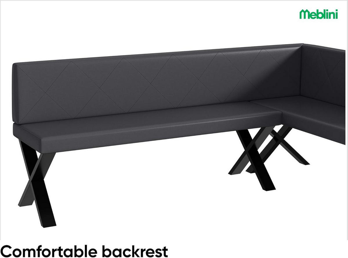 ECKBANK ERIC_X - Grau, Leder (142/196cm) - Meblini