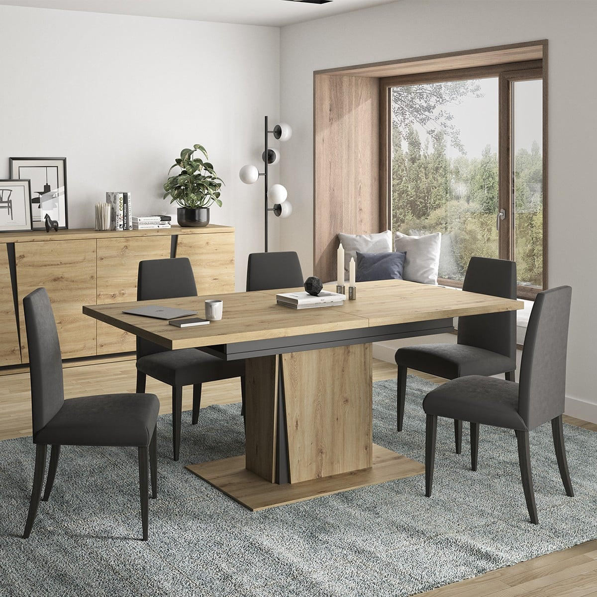 ESSTISCH Extensible Crack 180/225 cm - Französische Herstellung - Eichefarben, Holzwerkstoff (180/90/78cm) - Calicosy