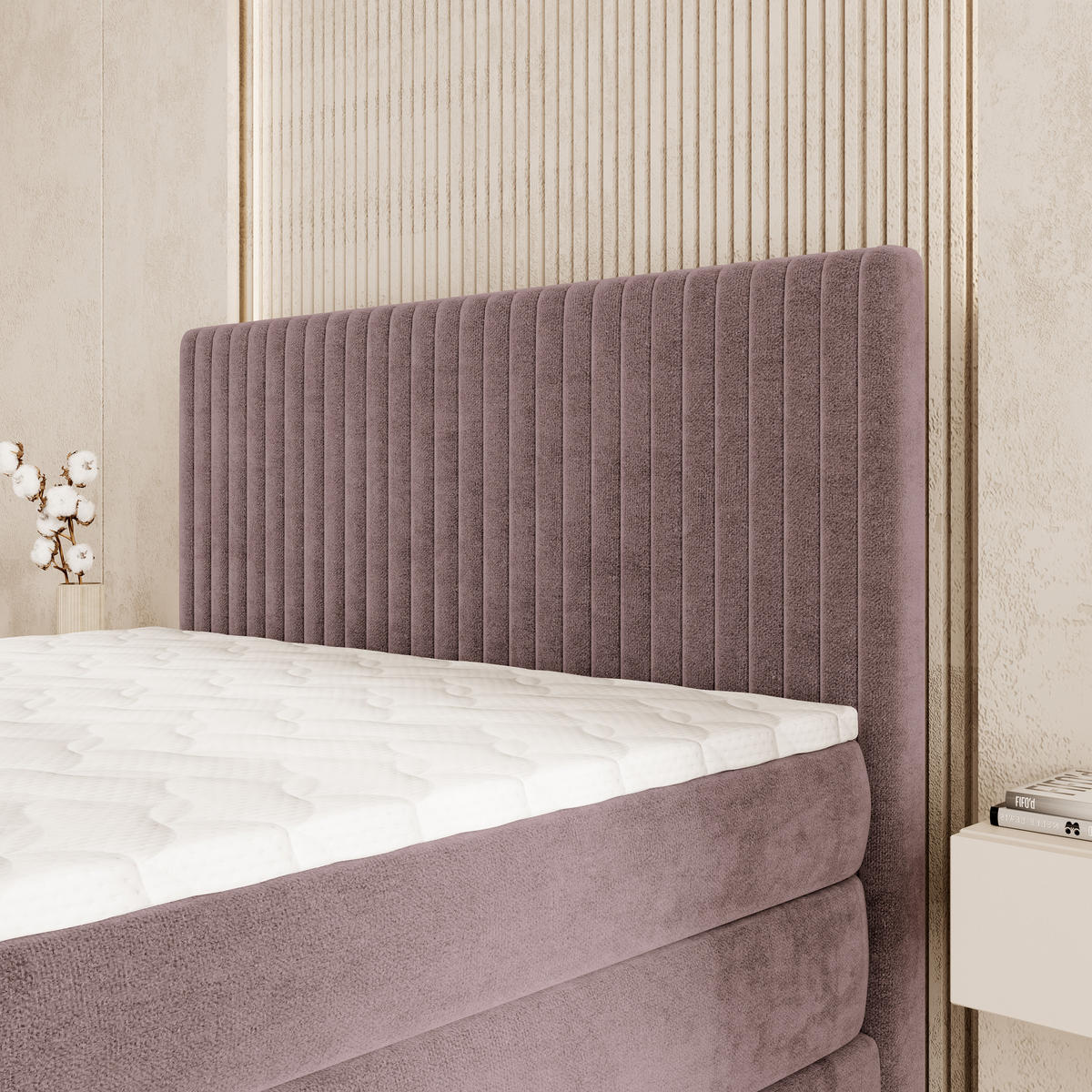 BOXSPRINGBETT FELBIO 180x200 cm mit Matratze und Topper - Rosa - Rosa, Holz (180/200cm) - MASSENO