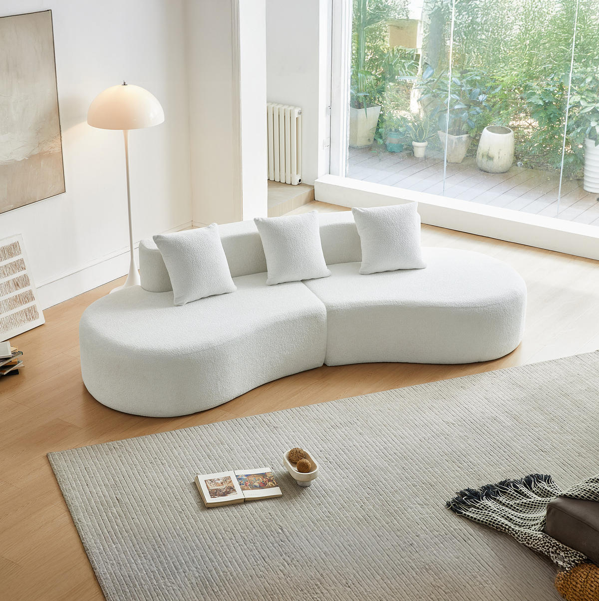 ECKSOFA modular 3-Sitzer 277 cm Samt White - Weiß, Textil (277/68/103cm) - IVMEU