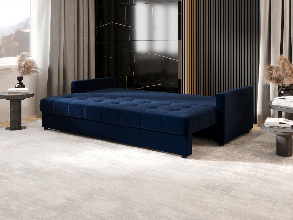 SOFA MOS mit Schlaffunktion ITAKA 11 mit Stauraum - Dunkelblau, Textil (84/72/220cm) - Bedante