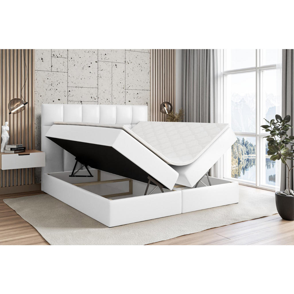 Thumbnail - Altdecor Boxbett, Weiß Hochglanz, Holzwerkstoff, Höhe ca. 20 cm, 180x200 cm, Schlafzimmer, Betten, Boxspringbetten