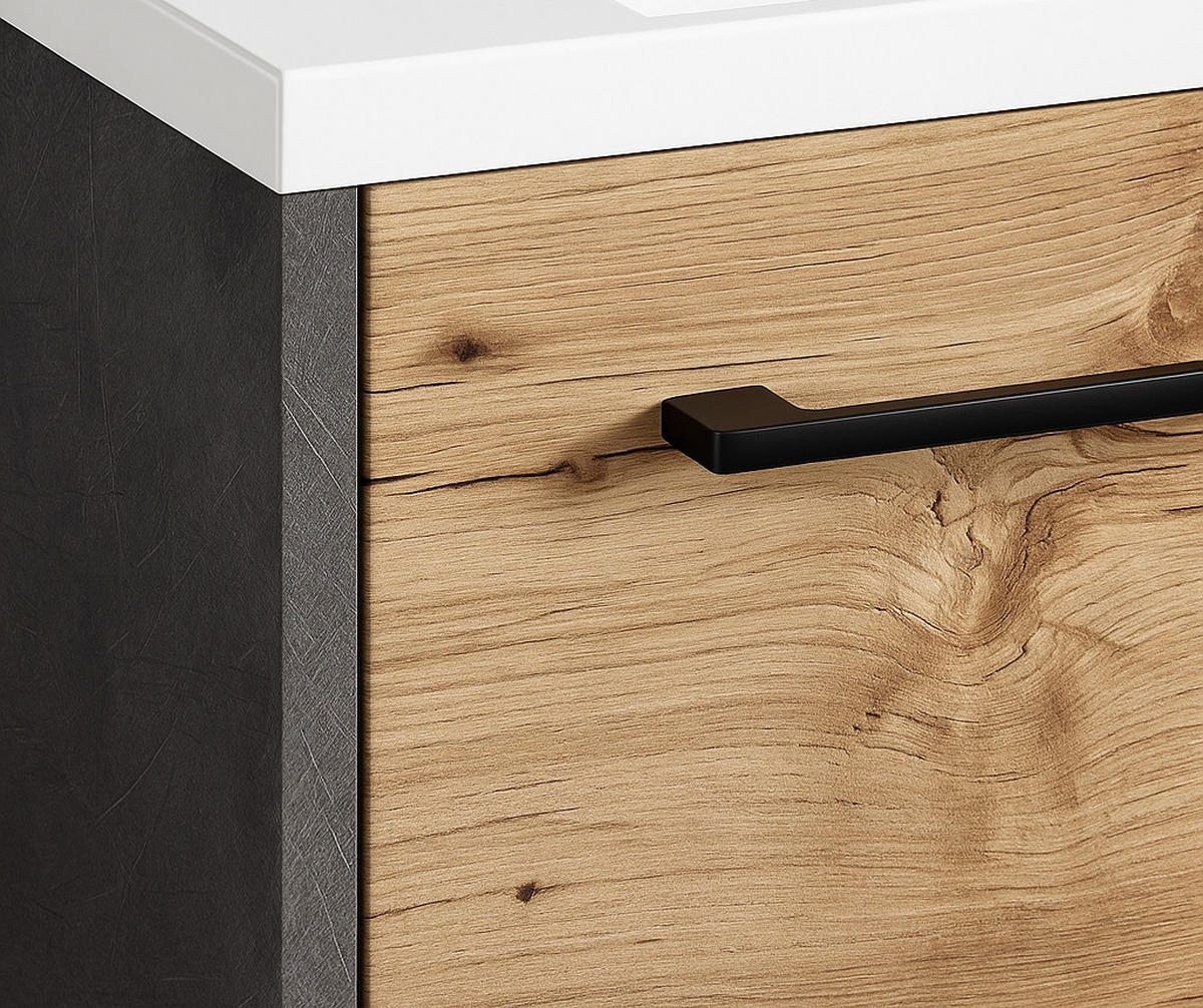 GÄSTE-WC-MÖBELSET Florence 2 Teile Kastanien Eiche / Grau - 40 x 22 x 50 cm - Eichefarben/Grau, Holz (40/50/22cm) - Badplaats