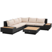 GARTENGARNITUR, 4-tlg. Luxus Polyrattan, Gartenmöbel Garten-Set, Schwarz - Schwarz, Metall - Outsunny