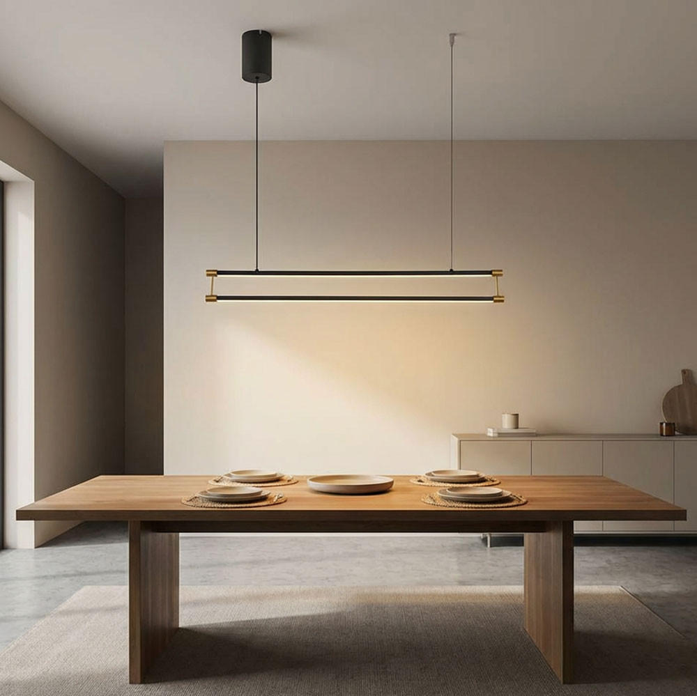 HÄNGELEUCHTE Aluminium schwarz-gold, LED - Schwarz, Metall (84/9/150cm) - Globo Lighting