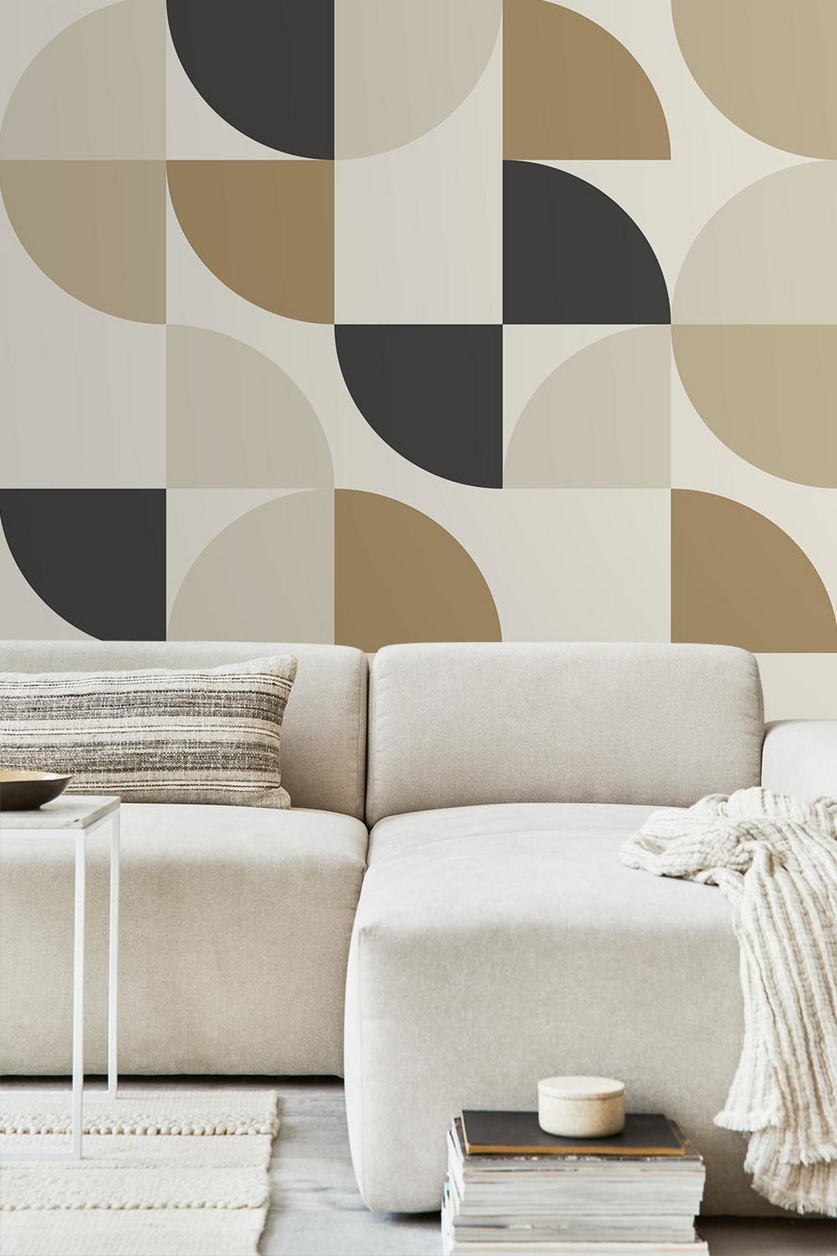 FOTOTAPETE geometrische Formen 250 x 279 cm - Beige, Papier (250/279cm) - ESTAhome