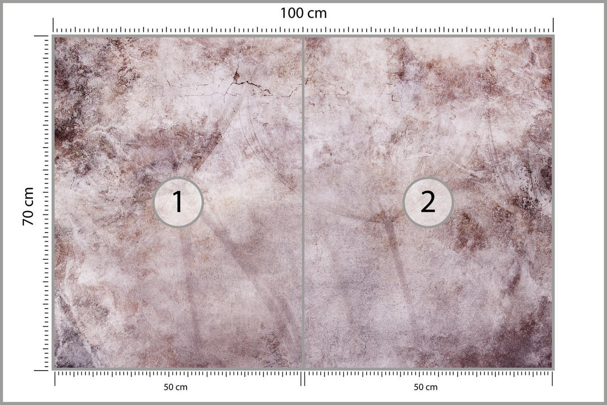 FOTOTAPETE Abstraktion Löwenzahn Blätter Retro Natur Beton 100x70 - Violett/Rosa, Papier (100/70cm) - Muralo