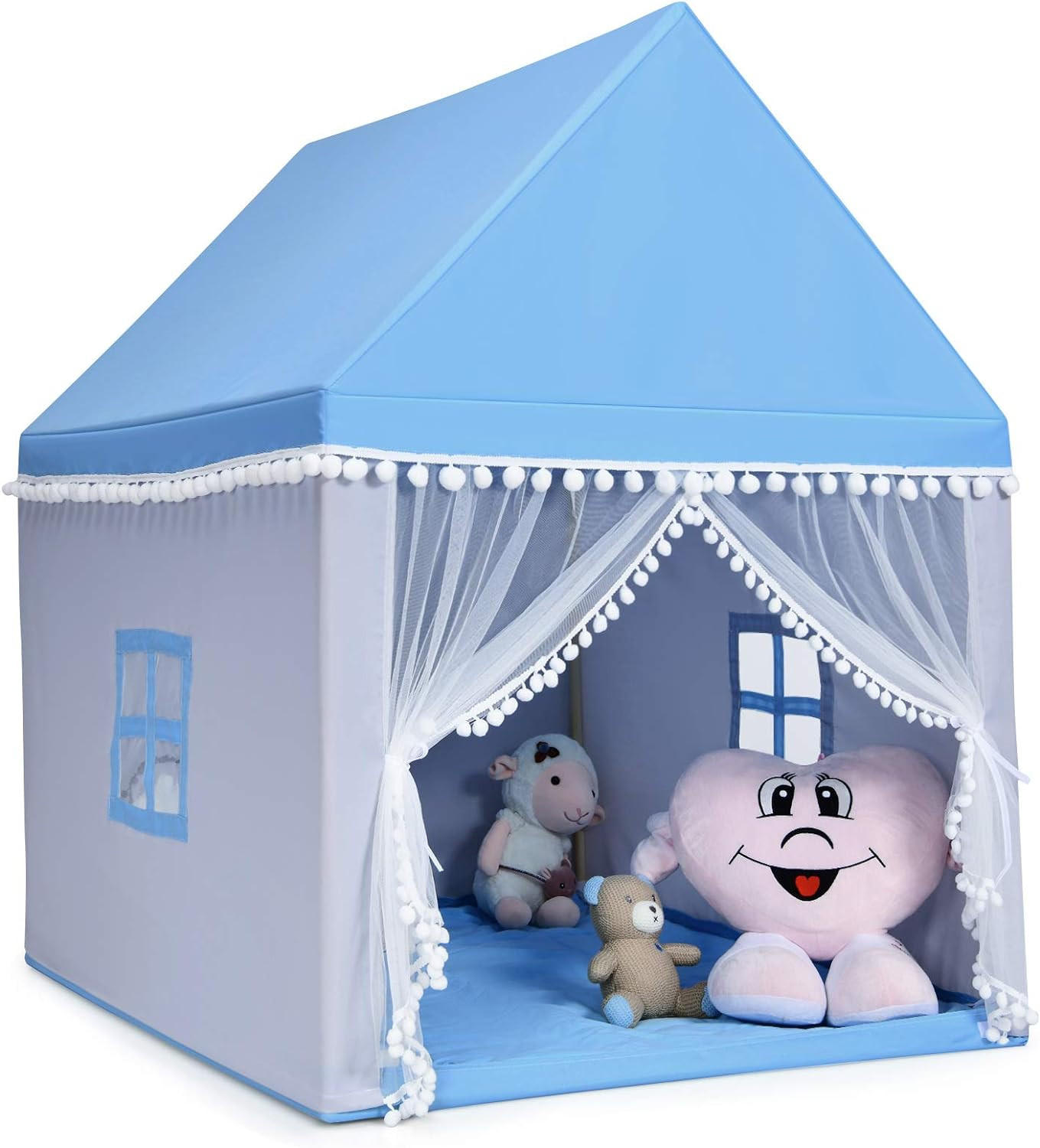 KINDERZELT 140cm Blau - Blau, Textil (120/105cm) - COSTWAY