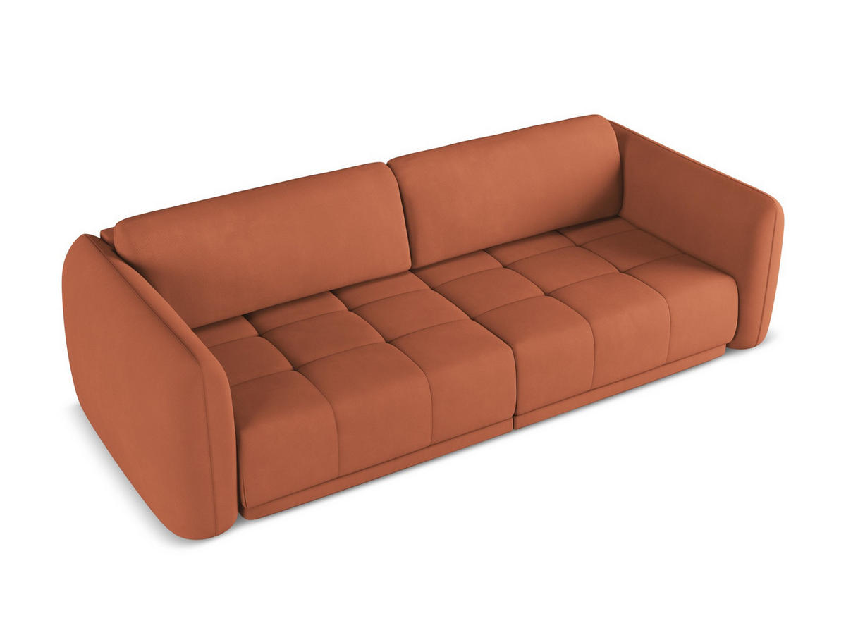 3-SITZER SOFA Chenille Stoff Orange - Terra cotta/Schwarz, Kunststoff/Textil (210/74/105cm) - Makamii
