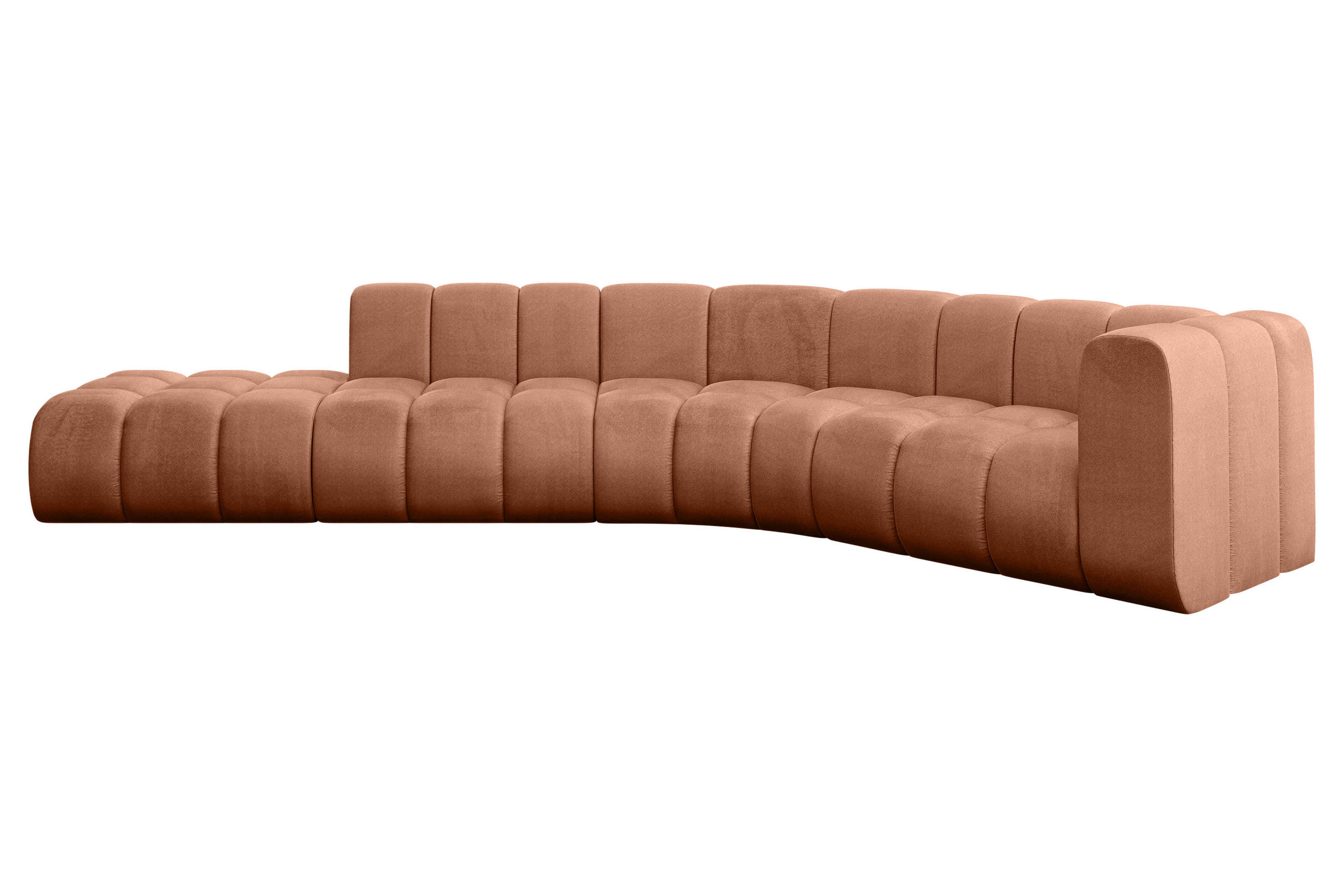 ECKSOFA modulares Sofa Tilmo-L1 - 399x194x70 cm Apricot - Koralle, Holzwerkstoff/Textil (399/194cm) - ALTDECOR