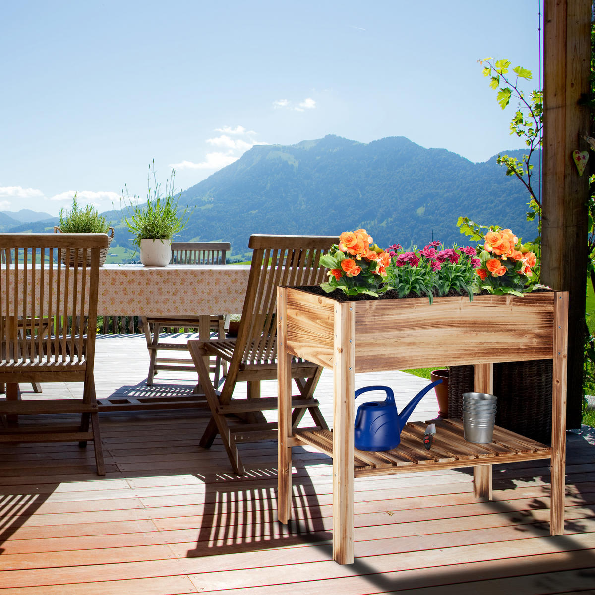 HOCHBEET - Hellbraun, Holz (88/80/43.5cm) - Relaxdays