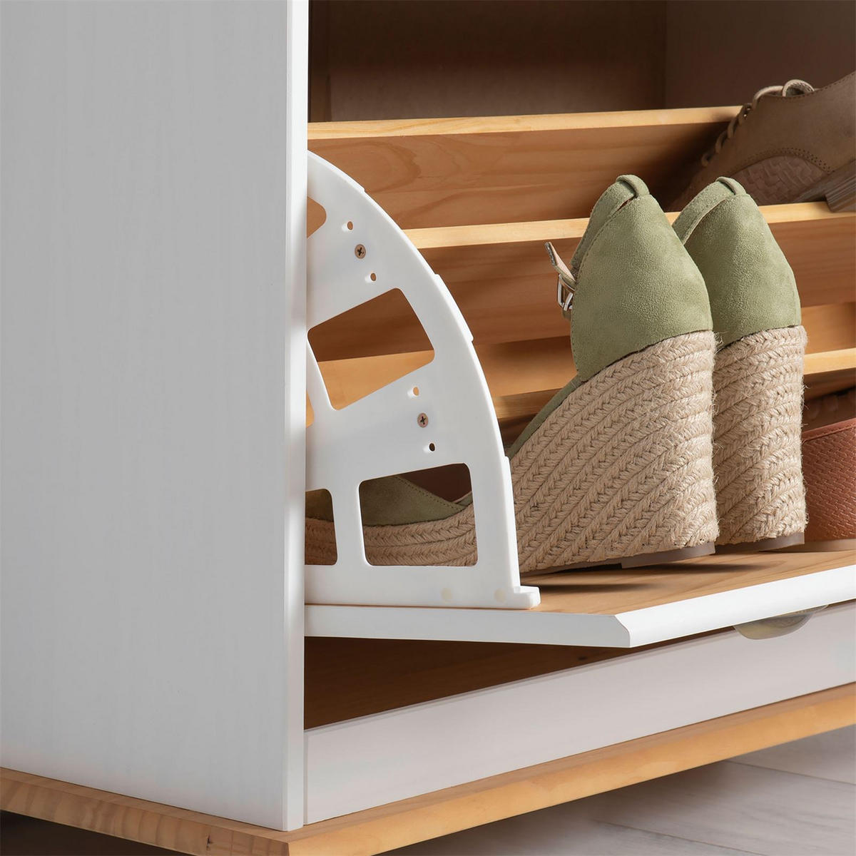 SCHUHSCHRANK COLMAR - Weiß/Braun, Holz (85/108/35cm) - IDIMEX