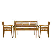 SITZGRUPPE Akana mit 2 Stühlen, 1 Bank und 1 Tisch - 135x80 cm - Akazienholz geölt - Naturfarben, Holz - TPFGarden
