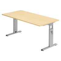 SCHREIBTISCH Serie-O 80/160/74 cm in Ahornfarben/Silberfarben - Silberfarben/Ahornfarben, Holzwerkstoff (80/160/74cm) - bümö