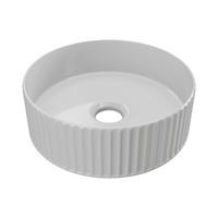 AUFSATZWASCHBECKEN rund - Weiß - Keramik - geriffelt - 36 cm - PEDARA - Weiß, Keramik (36/12/36cm) - Vente-Unique