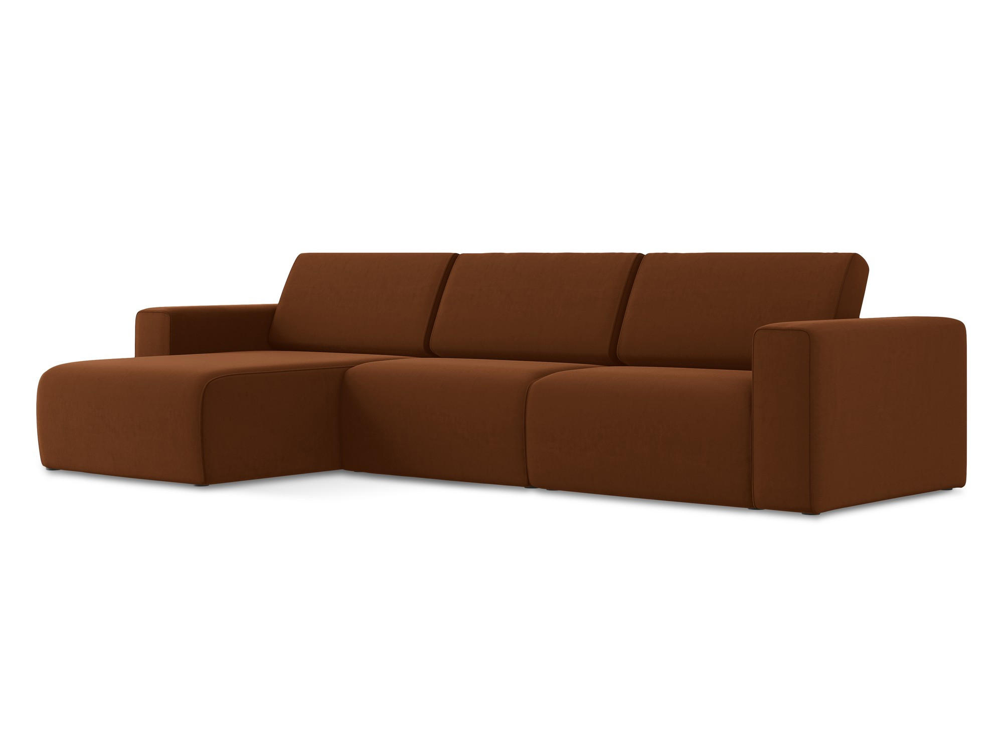 ECKSOFA Links Samt Stoff Orange - Rot/Terra cotta, Kunststoff/Textil (167/314cm) - Makamii