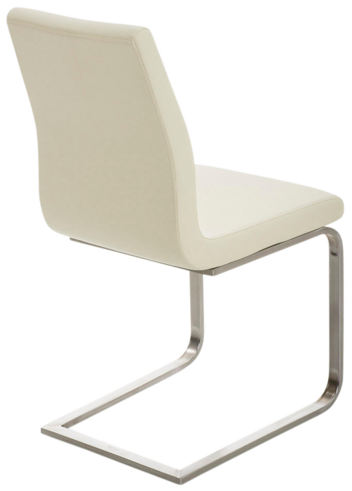 SCHWINGSTUHL 2er Set Lederlook Creme - Edelstahlfarben/Creme, Textil/Metall (40/90/50cm) - CLP