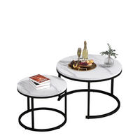 COUCHTISCH 2er-Set 50/70,5 cm & 45,5/44 cm in Marmoroptik, nestbar - Weiß, Holzwerkstoff (70.5/70.5/50cm) - Flora Grace