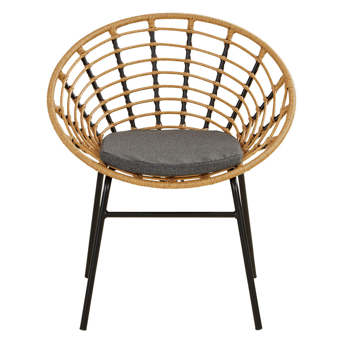 GARTENMÖBEL-SET 3-tlg. Kunststoff Natur - Braun, Kunststoff/Metall - Homestyle4u
