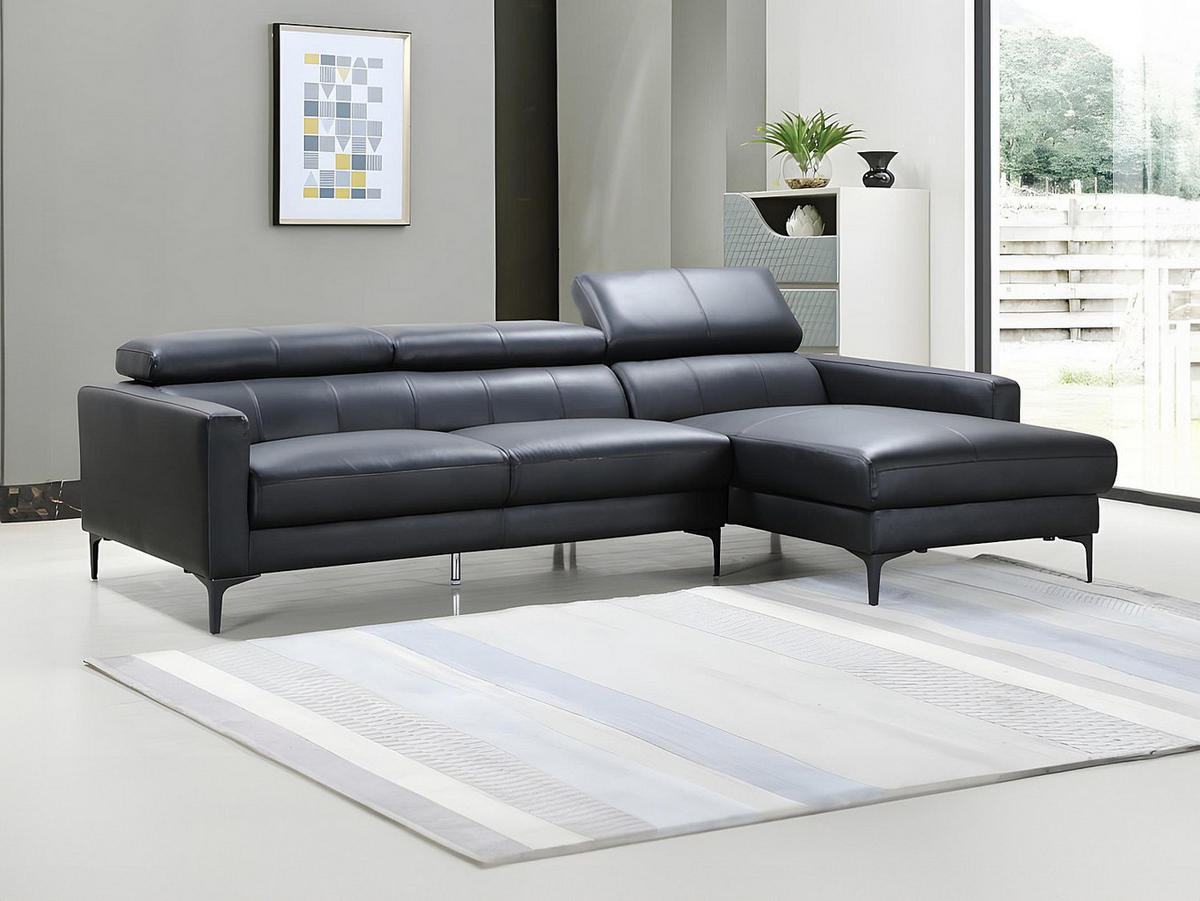 SOFA ohne Schlafmöglichkeit - 4 Personen - Leder - Schwarz - - Schwarz, Leder (253/92/173cm) - Vente-Unique