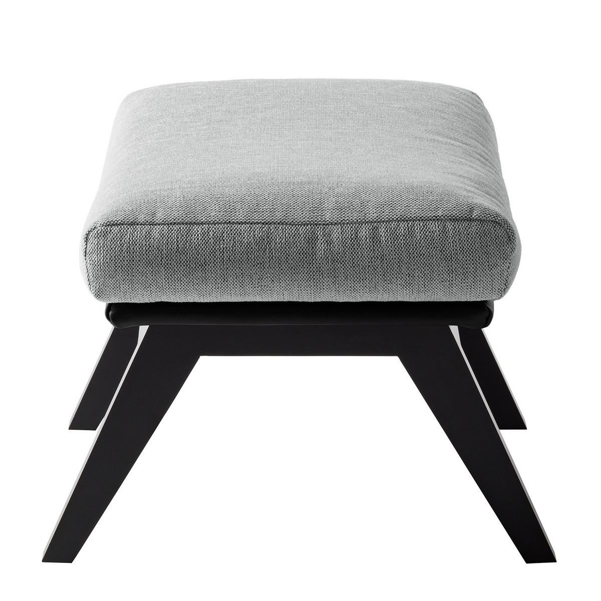 HOCKER mit Holzfüßen - Hellgrau/Schwarz, Birkenholz/Textil (54/41/41cm) - home24