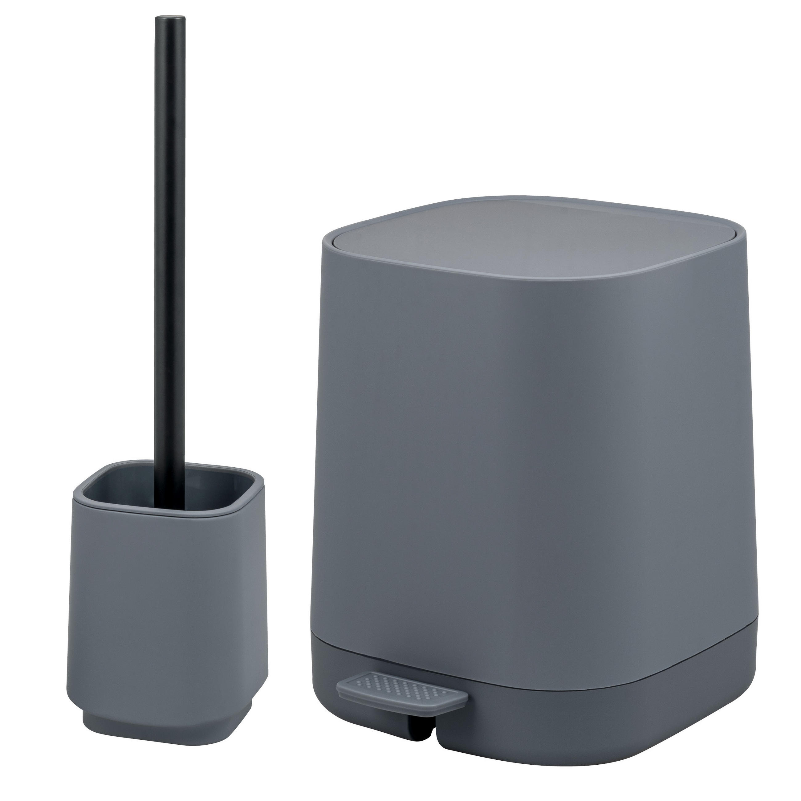 BAD-ACCESSOIRES-SET VALONA 2tlg., grau, Kunststoff - Grau, Kunststoff (21/25.5/21cm) - eluno