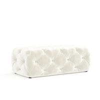 POUF Cosimo Creme Samtstoff - Creme/Schwarz, Holz/Holzwerkstoff (130/39/65cm) - Maison de Reve