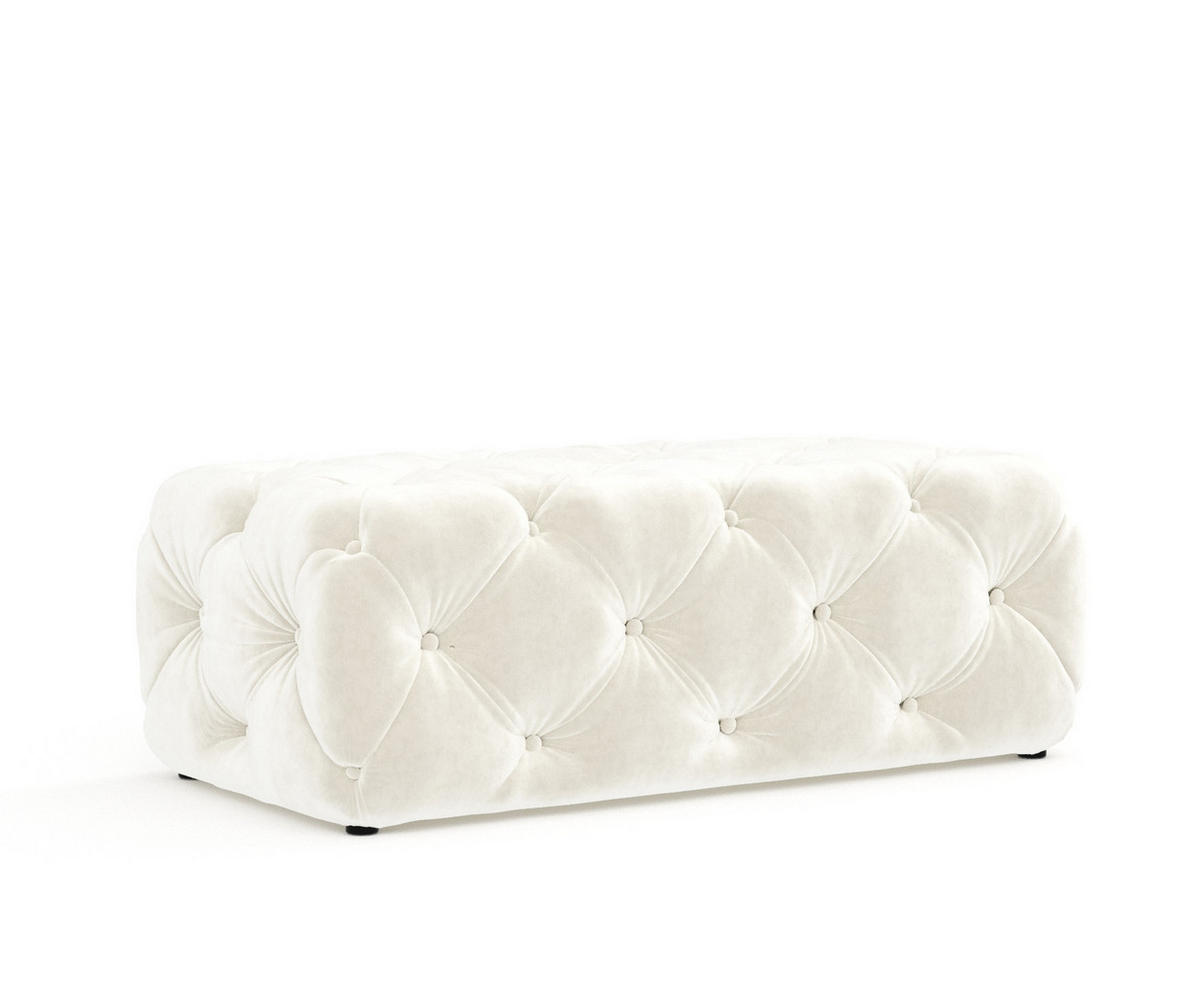 POUF Cosimo Creme Samtstoff - Creme/Schwarz, Holz/Holzwerkstoff (130/39/65cm) - Maison de Reve