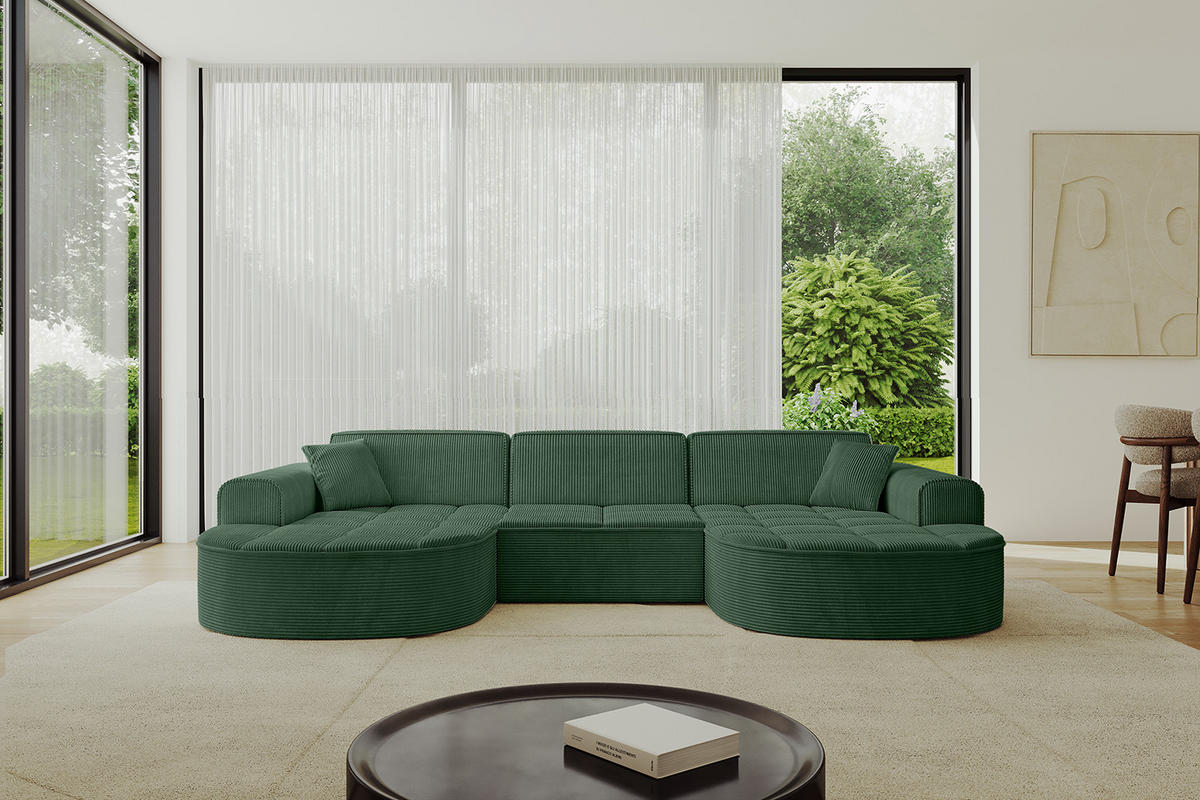 WOHNLANDSCHAFT TARO-U1 - 303x171x79,5 cm Grün - Grün, Holzwerkstoff/Textil (303/79.5/171cm) - ALTDECOR