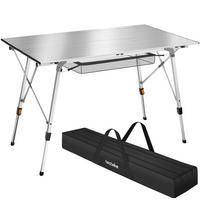 CAMPINGTISCH aus Aluminium Bastian, 120 x 70,5 x 58 – 79 cm, silber - Silberfarben, Metall (120/70.5/79cm) - tectake