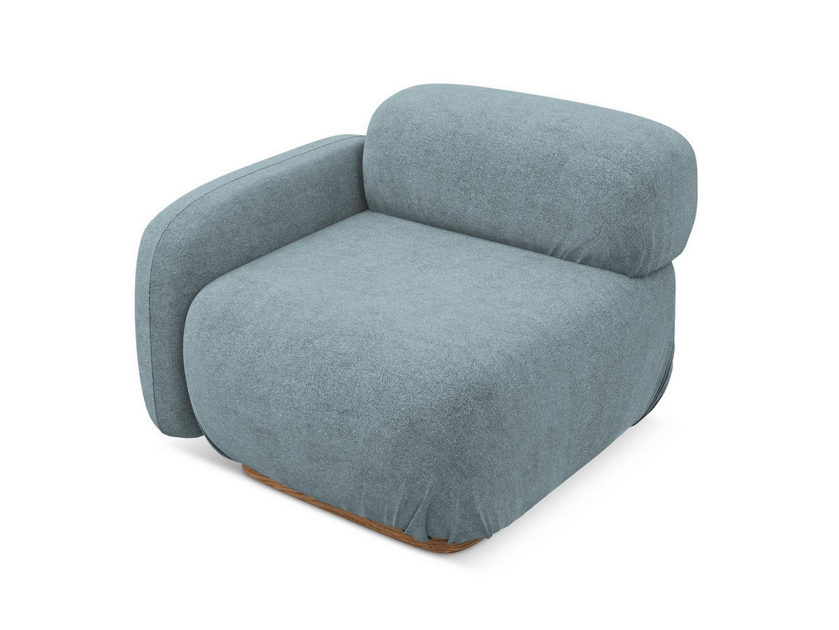 SOFAELEMENT Links Bouclé Stoff Blau - Blau/Blaugrau, Holz/Textil (95/73/95cm) - Makamii