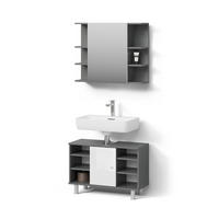 BADMÖBEL-SET Fucino Anthrazit 2 Teile, Unterschrank 80 cm - Anthrazit/Weiß, Holzwerkstoff (80/54/32cm) - Livinity®