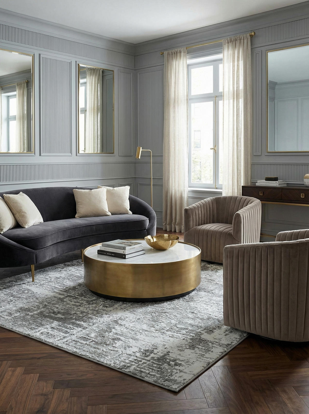 TEPPICH Velours mit Metallic-Glanz abstrakt robust pflegeleicht PARMA-Sorbolo, Silbergrau 200x290 cm - Grau, Textil (200/290cm) - KADIMA DESIGN