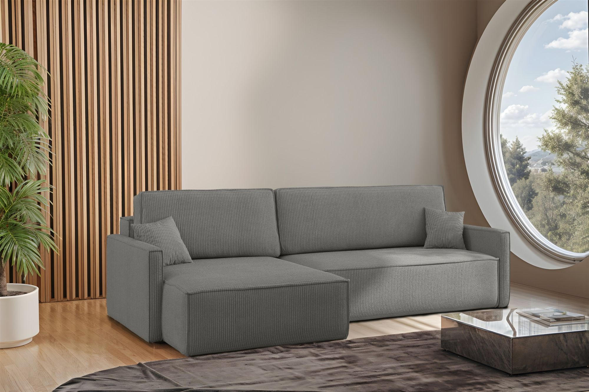 ECKSOFA Louis Scala - Grau, Holzwerkstoff/Textil (250/142cm) - Fun Möbel