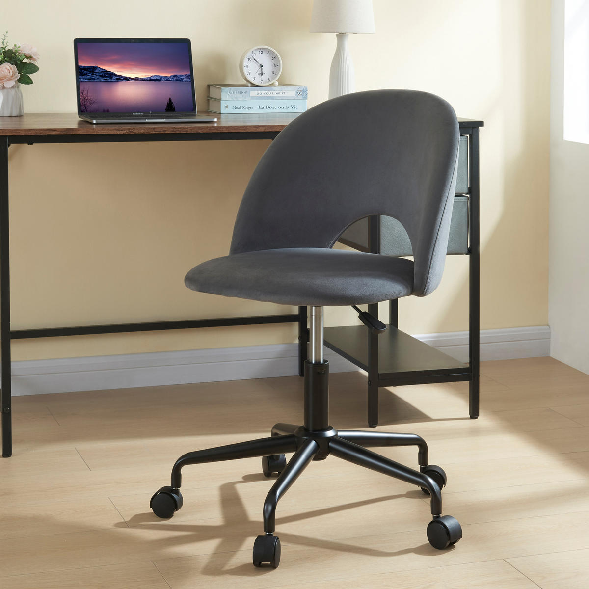 DREHSTUHL Kajaani - Grau, Textil/Metall (50.5/87/54cm) - [en.casa]