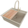 GRANITSPÜLE Bergen, 2-er set Beige 56/53 cm 1 Becken + Küchenarmatur 38/14 cm + Ablauf-Set + Schneidebrett ab 60er Unterschrank - Beige, Kunststoff (56/20/53cm) - Primagran