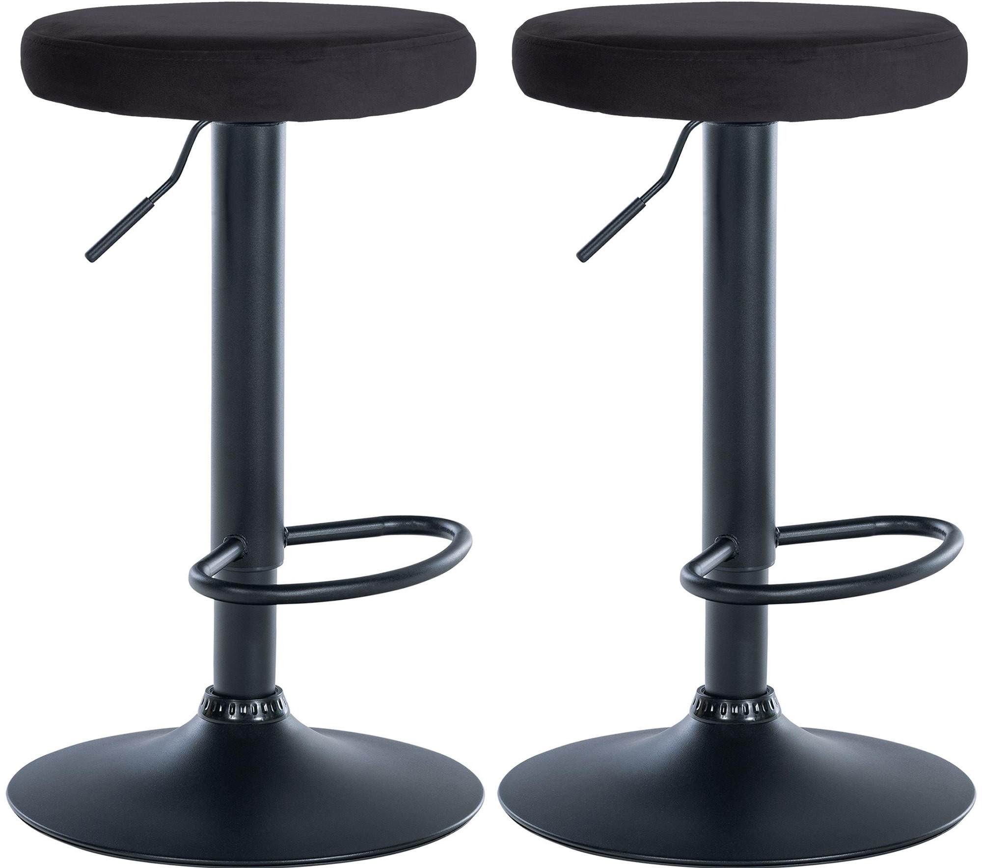 BARHOCKER 2er Set Samt schwarz - Schwarz, Textil/Metall (38.5/60/38.5cm) - CLP