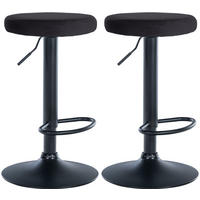 BARHOCKER 2er Set Samt schwarz - Schwarz, Textil/Metall (38.5/60/38.5cm) - CLP