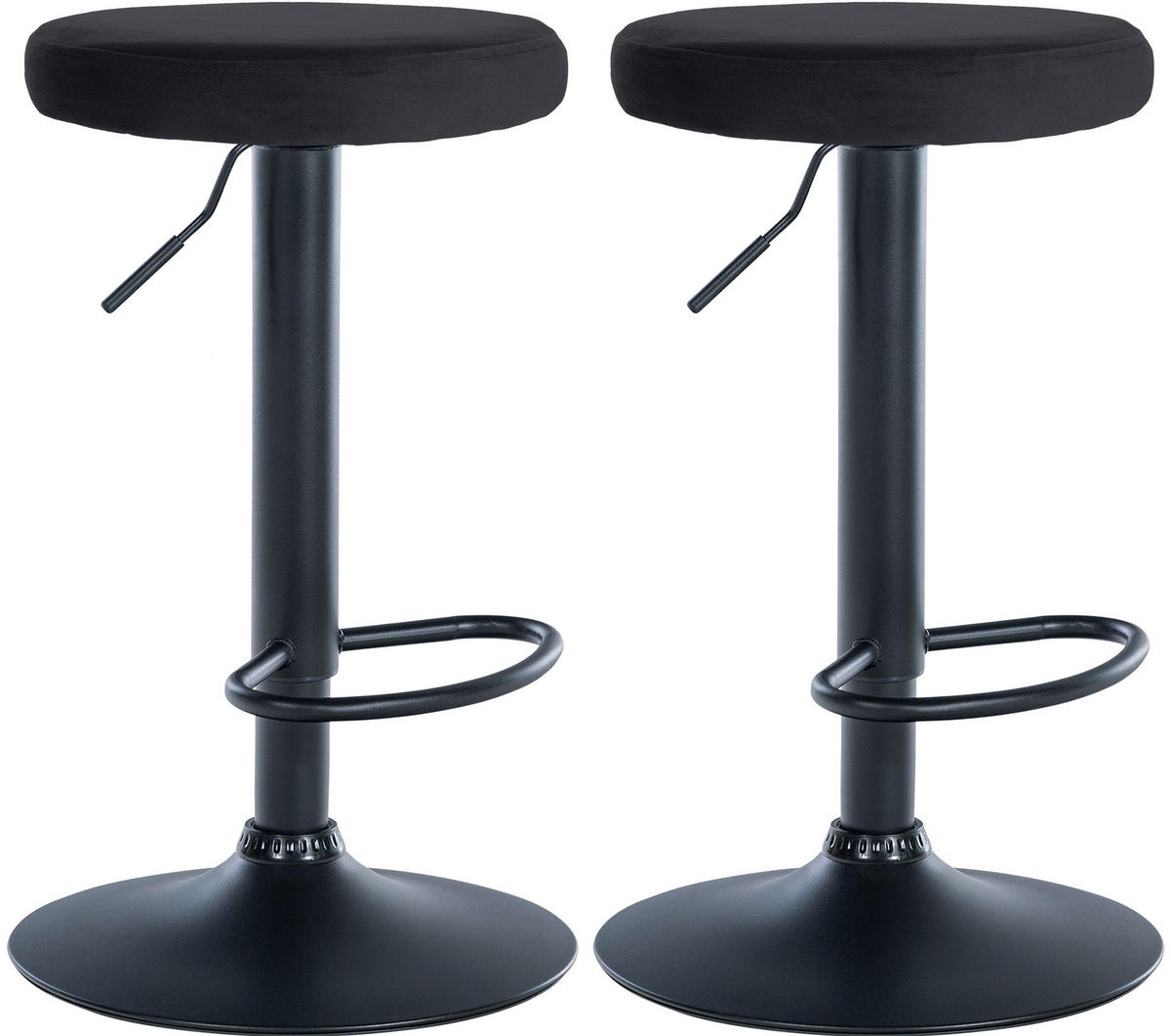 BARHOCKER 2er Set Samt schwarz - Schwarz, Textil/Metall (38.5/60/38.5cm) - CLP